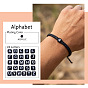 Verstellbare, handgefertigte Armbänder aus gewachster Kordel mit Acrylbuchstabenperlen, Schwarz