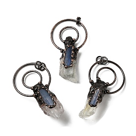 Natural Kyanite & Green Quartz Big Pendants, Nuggets Charms, with Red Copper Plated Brass Findings, Cadmium Free & Lead Free