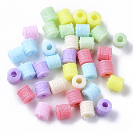 Opaque Polystyrene(PS) Plastic Beads, Column with Flower