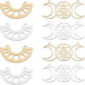 16 шт. 4 стиль 201 подвесные звенья из нержавеющей стали, лазерная резка, плоский круглый и половина пончика