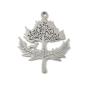 304 подвески из нержавеющей стали, очарование дерева, лазерная резка, ионное покрытие (ip)