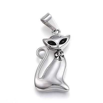 304 Stainless Steel Kitten Pendants, Cat Shape Charms