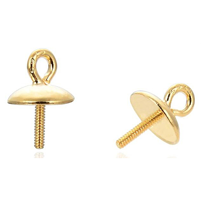 925 Sterling Silver Cup Pearl Peg Bails Pin Pendants, For Half Drilled Beads