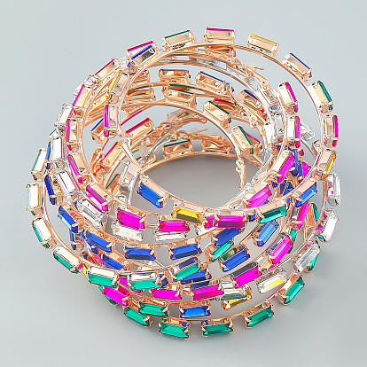 Sparkling Rhinestone Rectangle Earrings for Women - Glamorous Chain Design