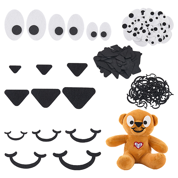 6 bolsos 3 estilos fieltro manualidades muñeca ojo y nariz, para muñecas diy juguetes títeres felpa animal