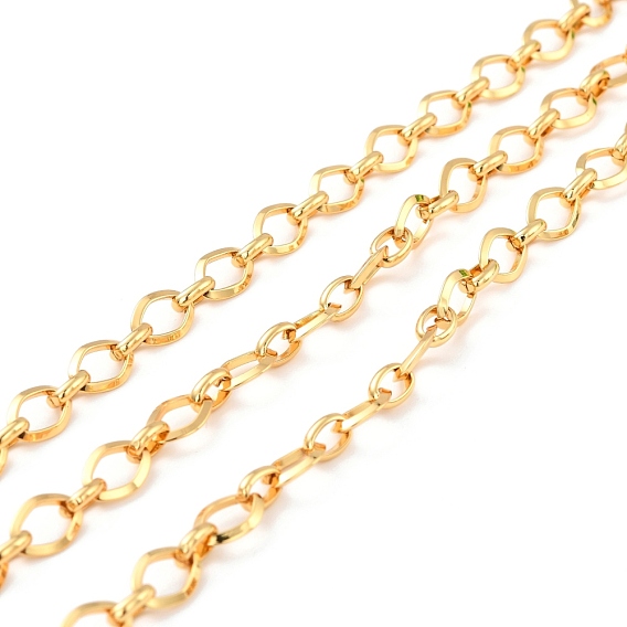 Brass Link Chains, Long-Lasting Plated, Unwelded, Oval & Rhombus, with Spool, Cadmium Free & Nickel Free & Lead Free