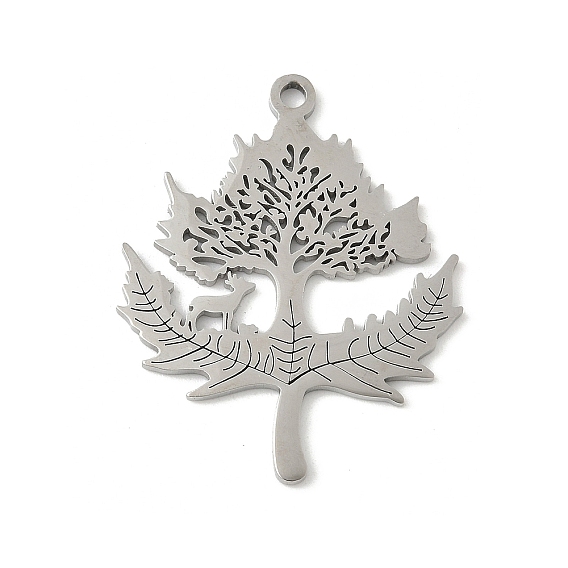 304 подвески из нержавеющей стали, очарование дерева, лазерная резка, ионное покрытие (ip)