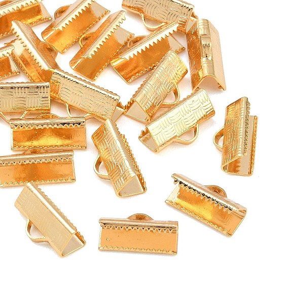 SHEGRACE Brass Ribbon Crimp Ends, Cadmium Free & Nickel Free & Lead Free, Long-Lasting Plated