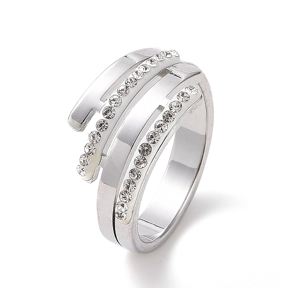 Кольцо на палец с несколькими линиями из кристаллов и страз, 304 женские украшения из нержавеющей стали