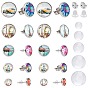 DIY Stud Earring Making Kits, with 304 Stainless Steel Ear Stud Findings, Transparent Glass Cabochons, 304 Stainless Steel & Plastic Ear Nuts