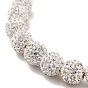 Rhinestone Round Beaded Slider Bracelets, Real 18K Gold Plated Brass Jewelry for Women