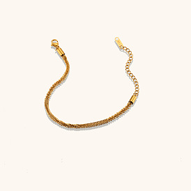 Ensemble collier et bracelet chaîne serpent scintillante irrégulière, Bijoux minimalistes de luxe en acier inoxydable plaqué or.