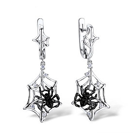 Cao Shi Fashion Creative Three-dimensional Black Spider Web Earrings Versatile Jewelry