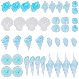 SUNNYCLUE Transparent Epoxy Resin Cabochons, Imitation Jelly Style, with Sequins/Paillette, Mixed Shell Shapes
