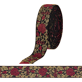 16.5ярды винтажной жаккардовой полиэстерной ленты с цветочным рисунком, плетеная лента с вышивкой, для аксессуаров для одежды