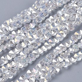 Стеклянные бусины с гальваническим покрытием , граненые, с покрытием AB цвета, прямоугольник с закругленными углами