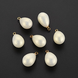 ABS Plastic Imitation Pearl Pendants, with Golden Plated Brass Loop, Teardrop