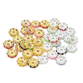 Brass Beads, with Plastic, Flat Round, Mixed Color