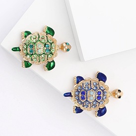 Enamel Pin, Alloy Rhinestone Brooch for Backpack Clothes, Tortoise