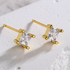 18K Gold Plated Butterfly Geometric Stud Earrings with Zirconia Stones for Women