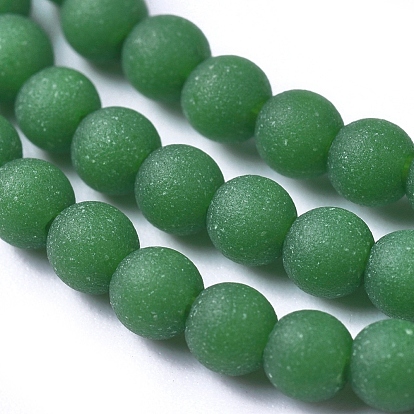 Frosted Opaque Glass Bead Strands, Round