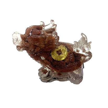 Resin Dragon Display Decoration, with Gemstone Chips Inside for Home Office Desk Decoration