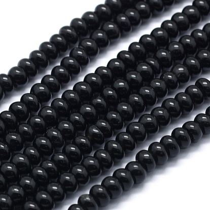 Synthetic Black Stone Beads Strands, Rondelle