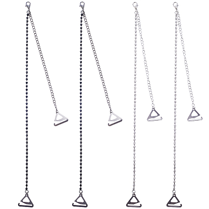 2 пары 2 цвета регулируемые латунные стразы цепочка нескользящие бретели бюстгальтера, с застежкой-карабином и треугольной пряжкой