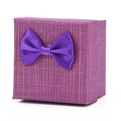 Bague de boîtes en carton, avec une éponge à l'intérieur, carré avec bowknot
