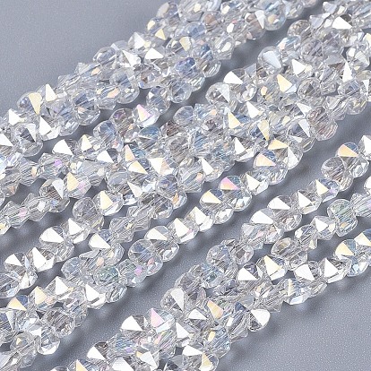 Стеклянные бусины с гальваническим покрытием , граненые, с покрытием AB цвета, прямоугольник с закругленными углами