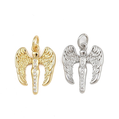 Латунные микро проложить кубического циркония подвески, с целью перехода в кольце, крылатые прелести, стойки покрытие, долговечный, без свинца и без кадмия