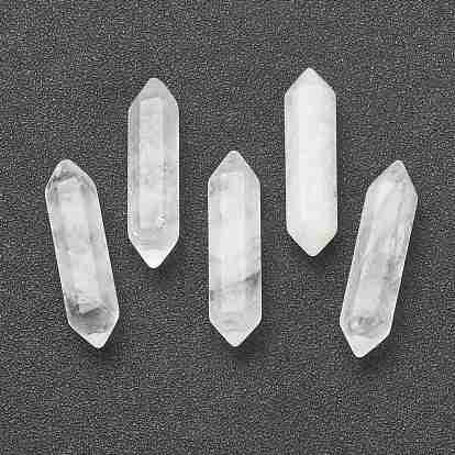 Faceted Natural Quartz Crystal Healing Stones, Reiki Energy Balancing Meditation Therapy Wand, Double Terminated Points, for Wire Wrapped Pendants Making, No Hole/Undrilled
