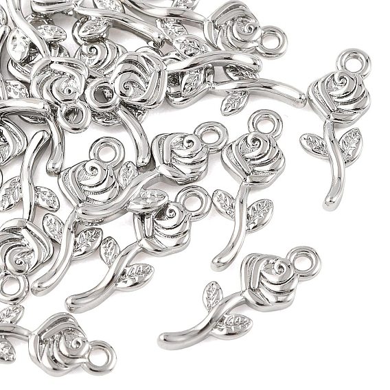 SHEGRACE Brass Rose Charms, Cadmium Free & Nickel Free & Lead Free