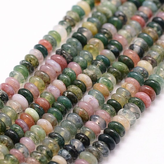 Natural Indian Agate Beads Strands, Rondelle