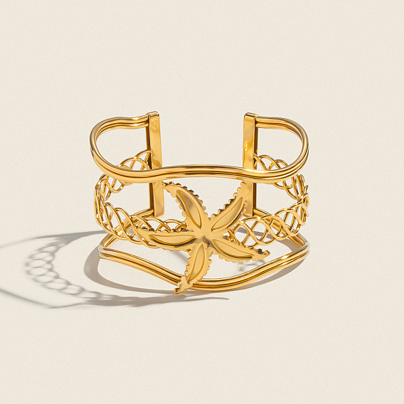 Винтажные морские звезды 304 браслеты из нержавеющей стали, широкие браслеты для женщин