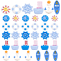 60Pcs 5 Style Opaque Resin Cabochons, Navy Style, Helm & Swim Ring & Flat Round & Sailing Boat & Flag