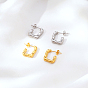 304 Stainless Steel Square Stud Earrings for Women, Half Hoop Earrings