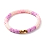 Synthetic Hematite & Polymer Clay Heishi Beads Stretch Bracelets Set, Yoga Bracelet, Heart & Star Brass Beads Bracelets for Men Women, Golden