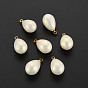 ABS Plastic Imitation Pearl Pendants, with Golden Plated Brass Loop, Teardrop