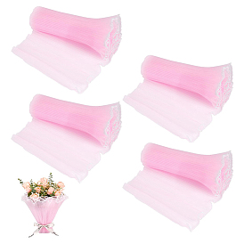 4 пакеты полиэстеровые цветочные букеты упаковочная сетка бумага, с кромкой из абс-пластика, имитирующей перламутр, бумага для упаковки букетов морщинистая волнистая сетчатая пряжа, на день Святого Валентина, свадьба, украшение на день рождения