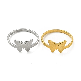 Classic 201 Stainless Steel Finger Rings for Women, Butterfly