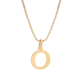 1pc 304 colliers pendentifs en acier inoxydable avec lettres, colliers de chaîne de boîte en laiton pour les femmes, sans plomb & sans nickel & sans cadmium , or