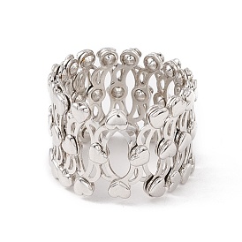 Pulsera de anillo retráctil plegable con corazón de latón, pulsera de anillos telescopicos para mujer