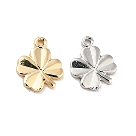 Rack Plating Brass Charms, Long-Lasting Plated, Cadmium Free & Lead Free, Clover
