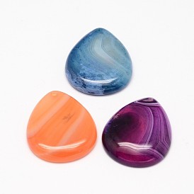 Natural Agate Pendants, Drop, Dyed, 30x25x5~6mm, Hole: 1mm