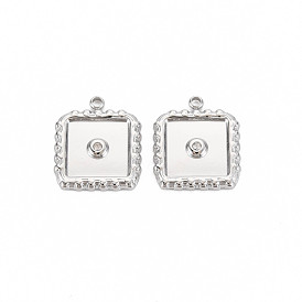 304 Stainless Steel Pendants, with Crystal Rhinestone, Square Charms