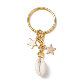 Iron with Natural Cowrie Shell Keychain, Star