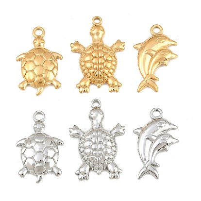 304 Edelstahl Anhänger, Anhänger mit Schildkröten- und Delfinmotiven
