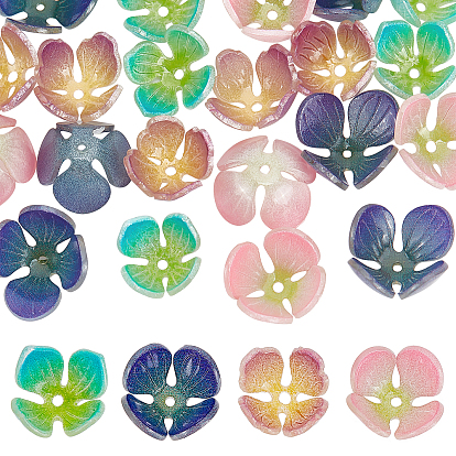 24 pcs 4 couleurs perles en plastique, 4 pétales, fleur