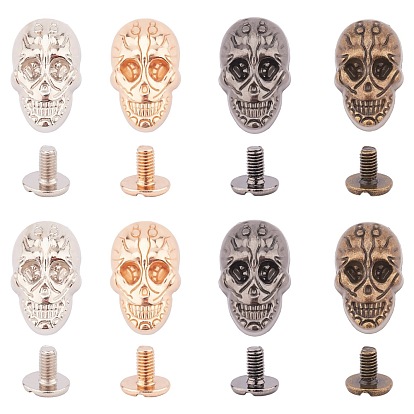 Zinc Alloy Studs Rivets, Screw Back, For DIY Leather Craft, Skull